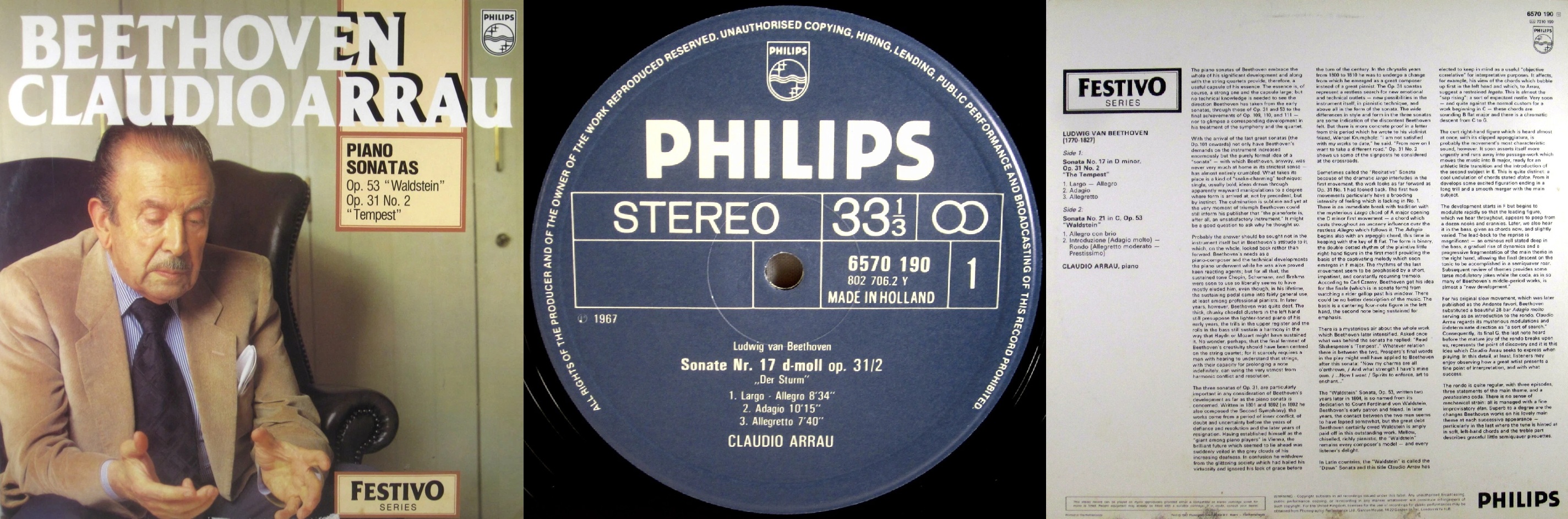 Philips Festivo : Arrau - Beethoven Sonatas No. 17 & 21